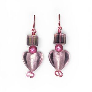 Elegant Handmade Pink Heart Earrings